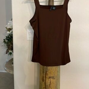 New Directions Brown Women's square neck Tank Top Size XL Lightweight like New